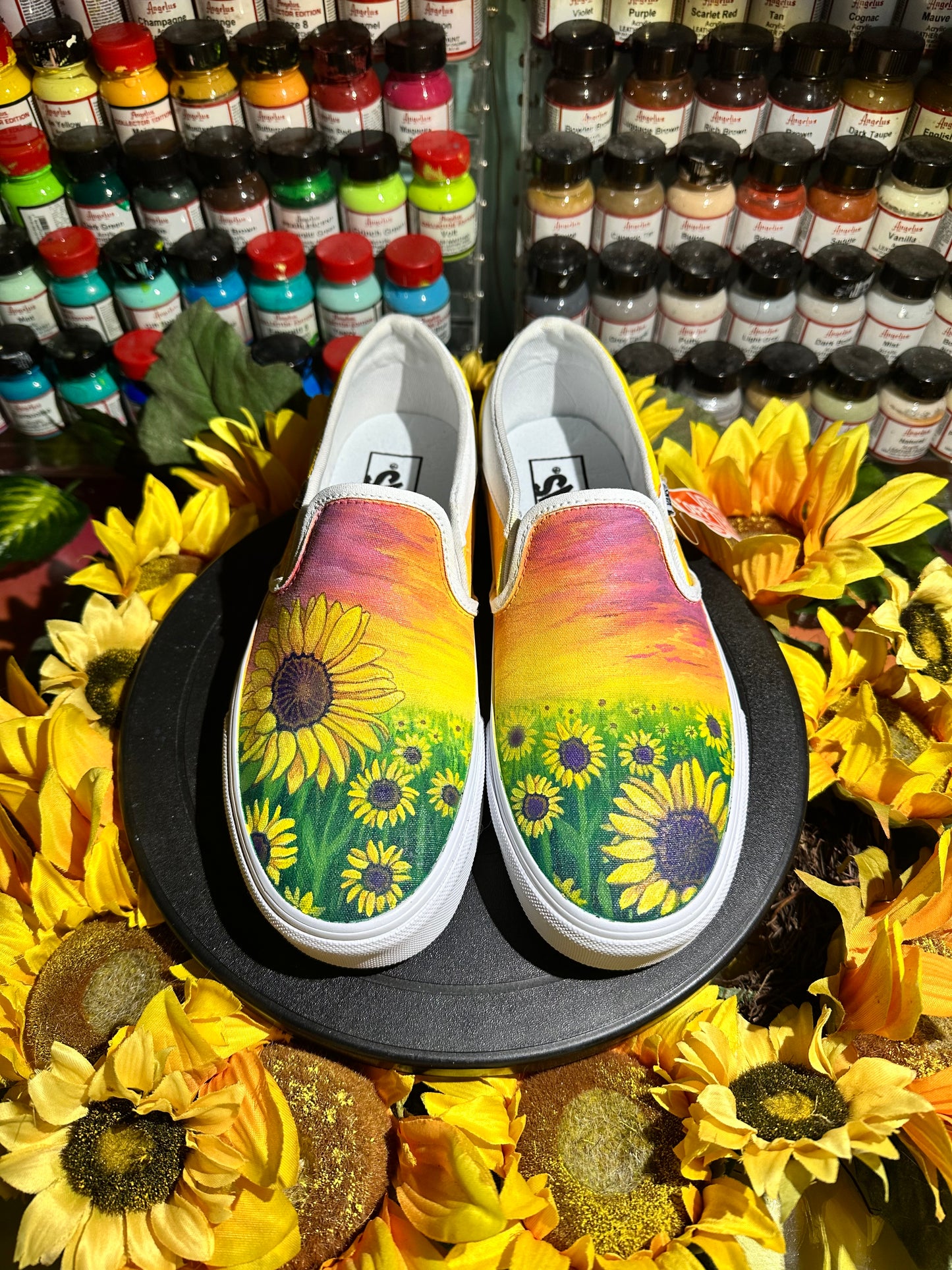 Custom Sunflower Vans- Size 8