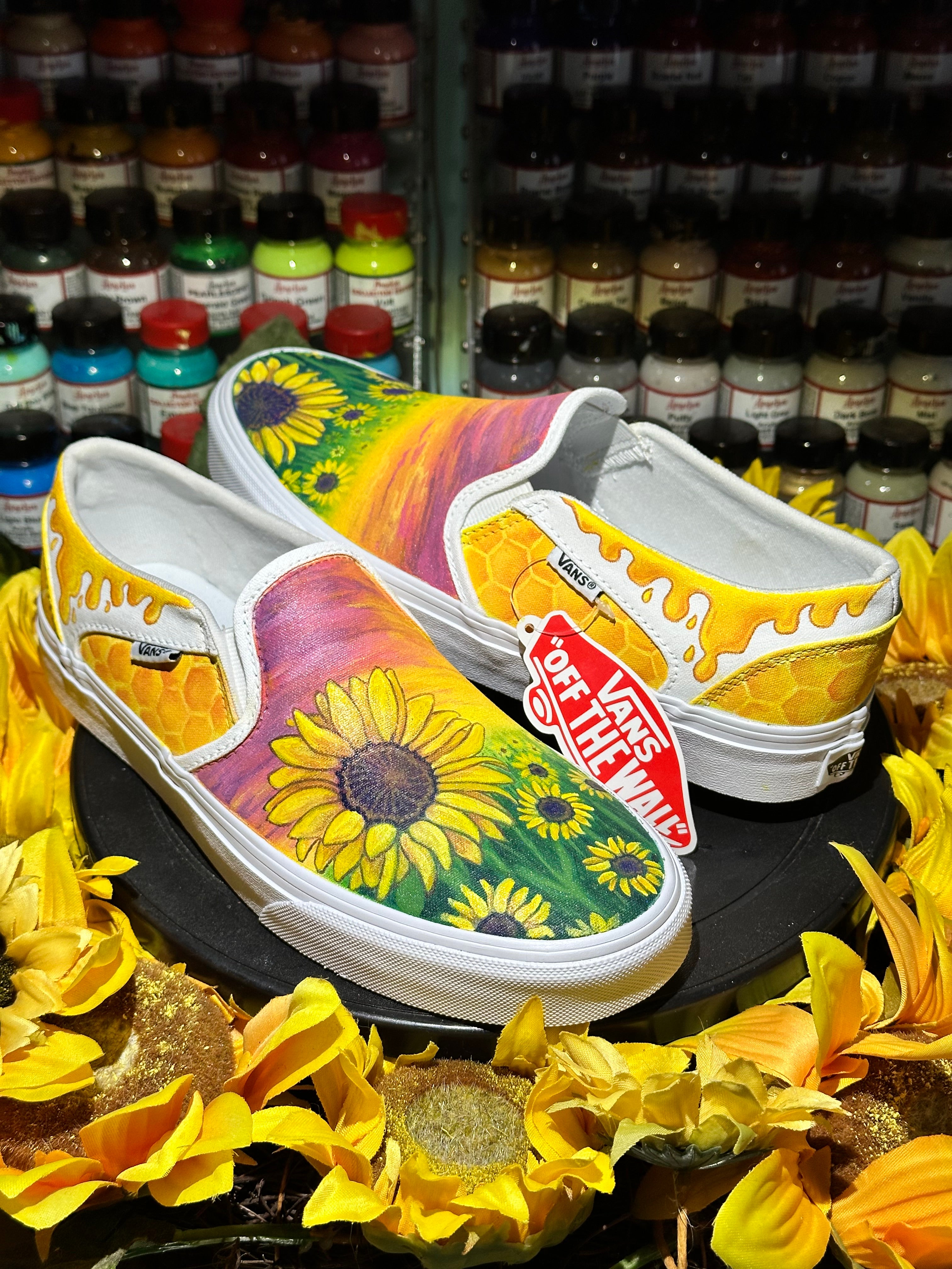 Sunflower incontournable custom Vans Slip On