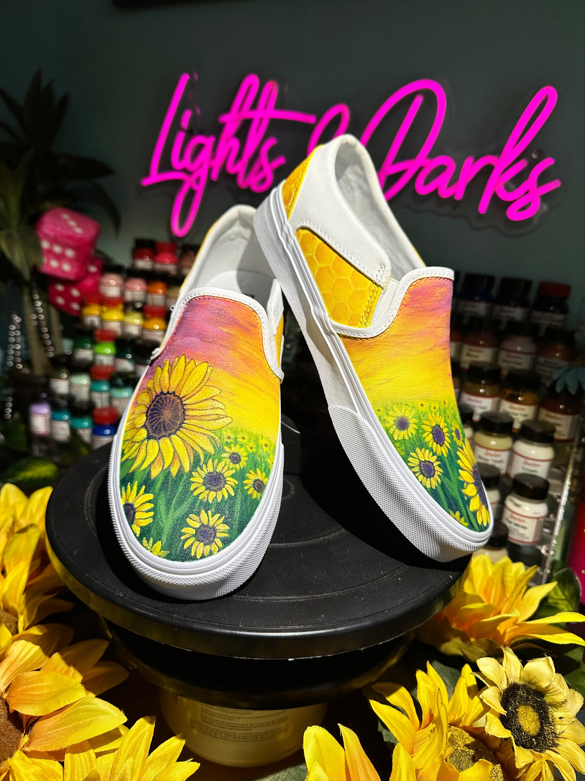 Custom Sunflower Vans- Size – Lights and Darks - Main Image