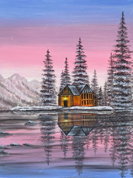Cabin Reflections- 16x20inch Acrylic Painting