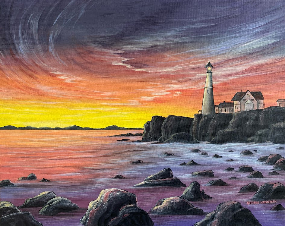 Luminous Lighthouse- 16x20in Acrylic Painting